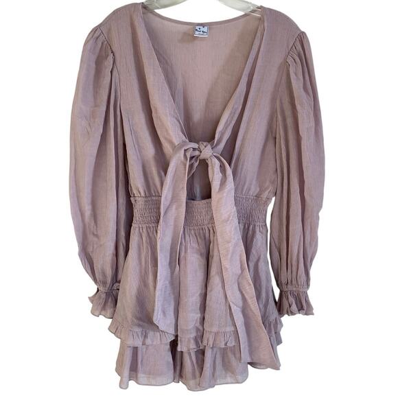 Angel Biba Anthea Bow-Tie Front‎ Layered Frill Dress Blush - 5 - Excellent - Picture 8 of 15